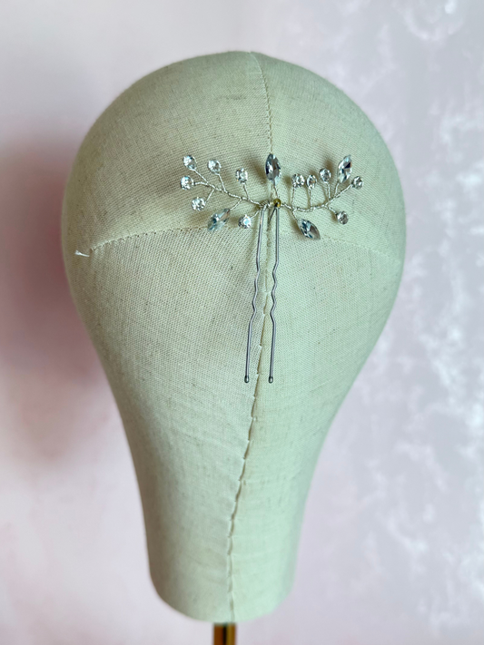 Hair Pin Cristales Plata