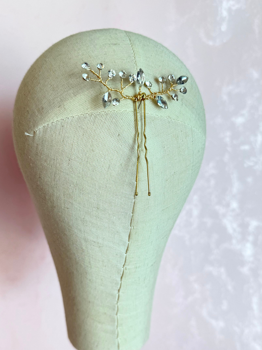 Hair Pin Cristales Dorado