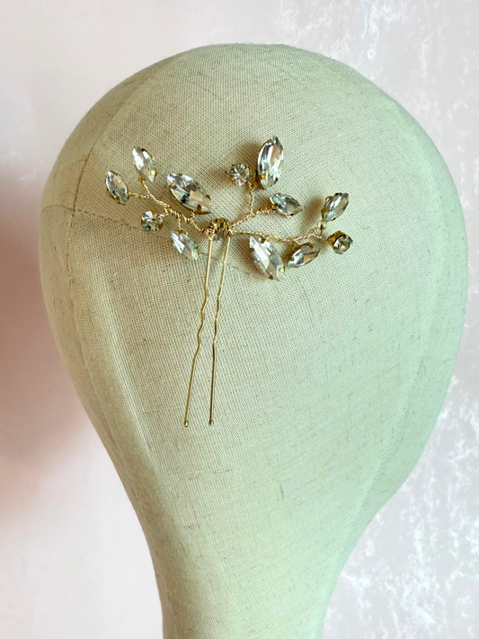 Hair pin Cristales Dorado Mediano