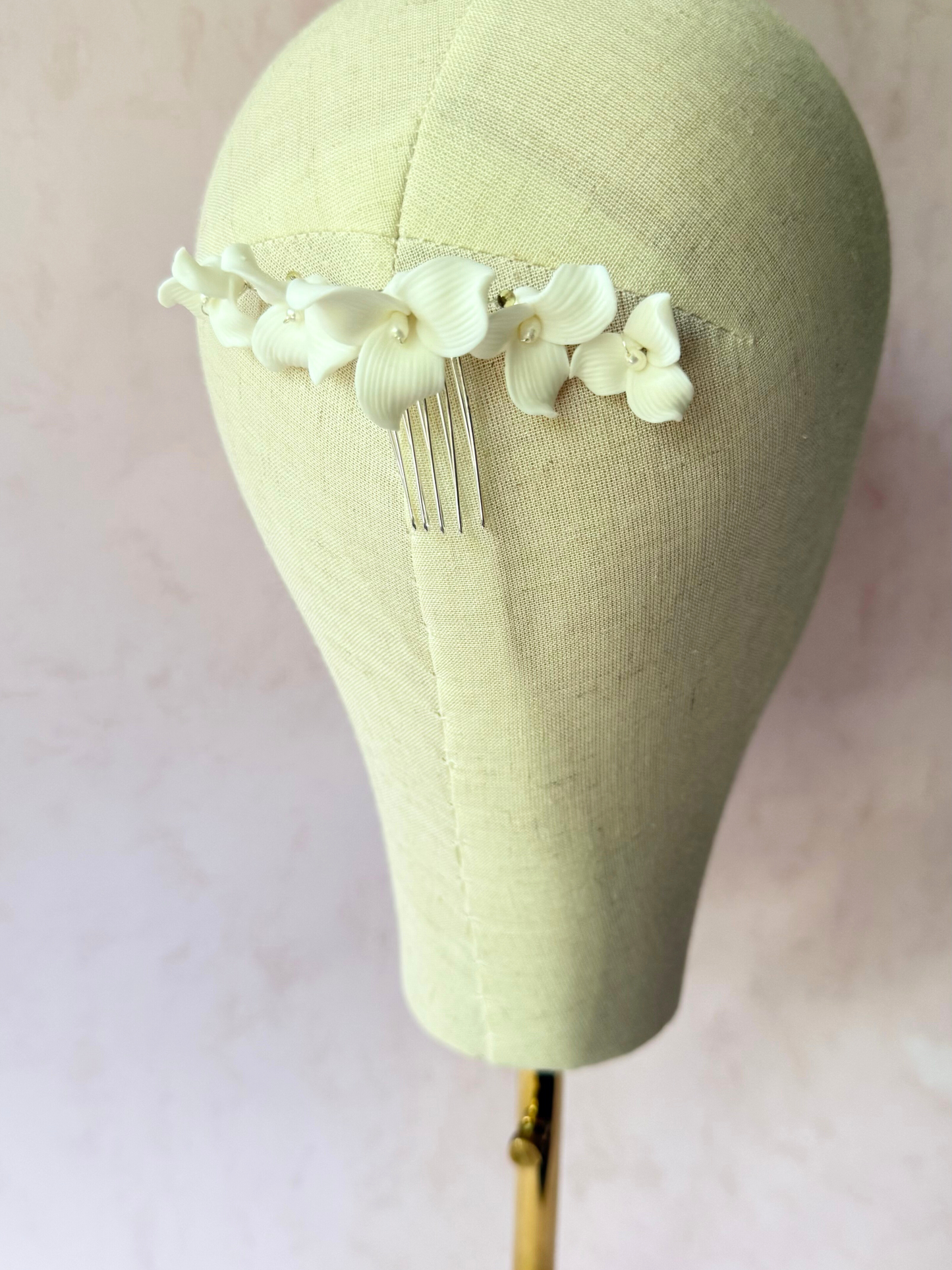 Peineta Chica Flores Porcelana