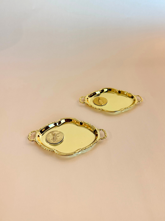 Plato Boda Anillos Dorado