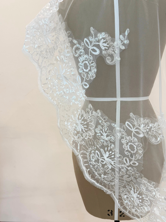 Velo Flores Plateadas