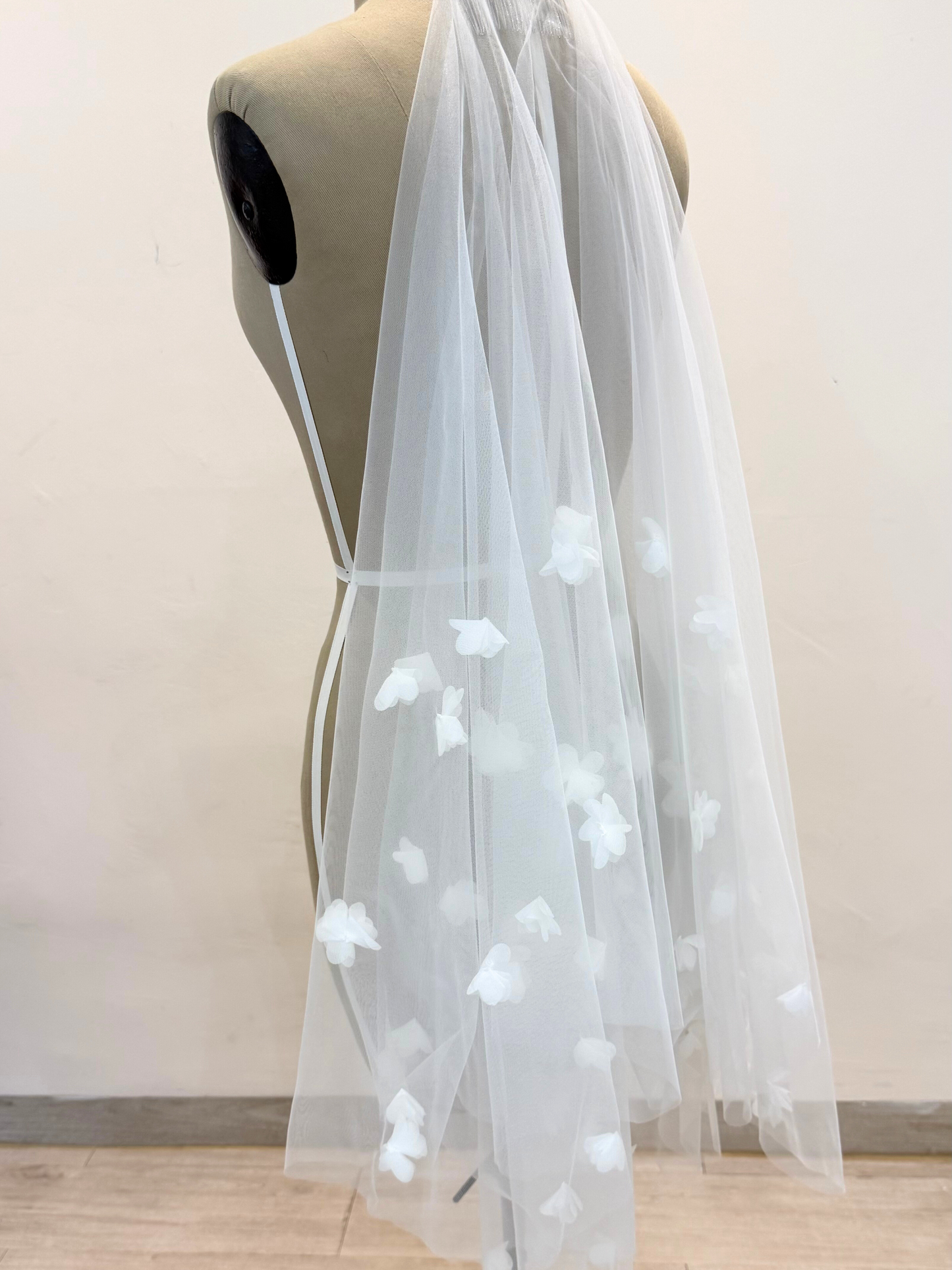 Velo flores organza