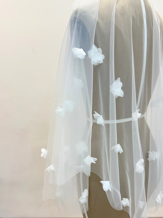 Velo flores organza