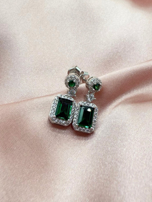 Aretes Esmeralda Rectángular