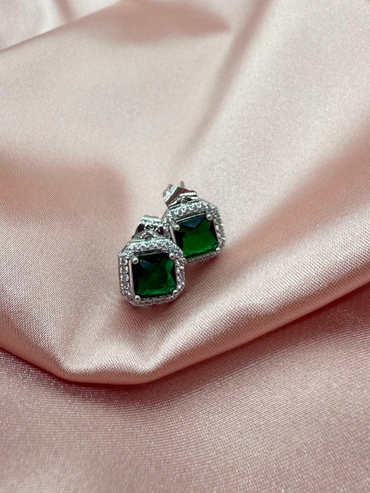Aretes Esmeralda Cuadrada
