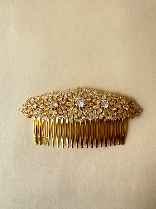 Peineta Dorada Circonias R48