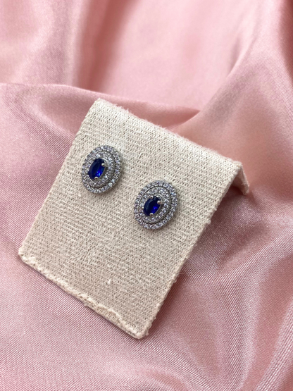 Aretes zafiro y zirconias