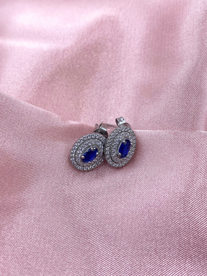 Aretes zafiro y zirconias