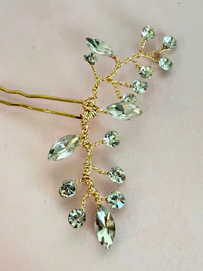 Hair Pin Cristales Dorado