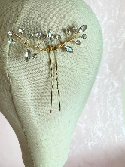 Hair Pin Cristales Dorado