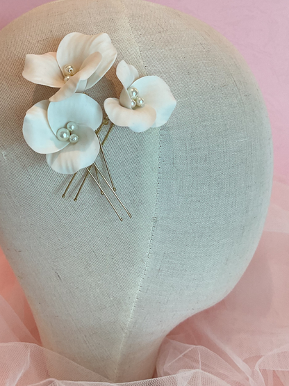 Hair pins flores perla