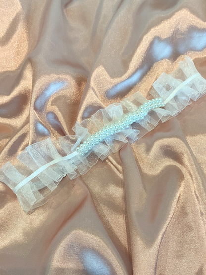 Liguero organza y perlas