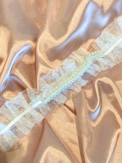 Liguero organza y perlas