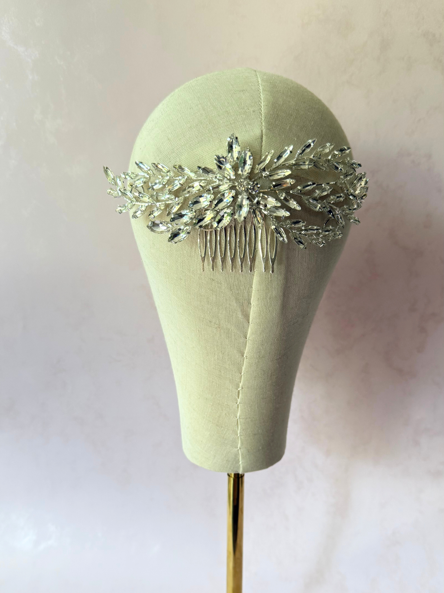 Peineta Cristales Hojas