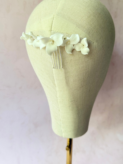 Peineta Chica Flores Porcelana