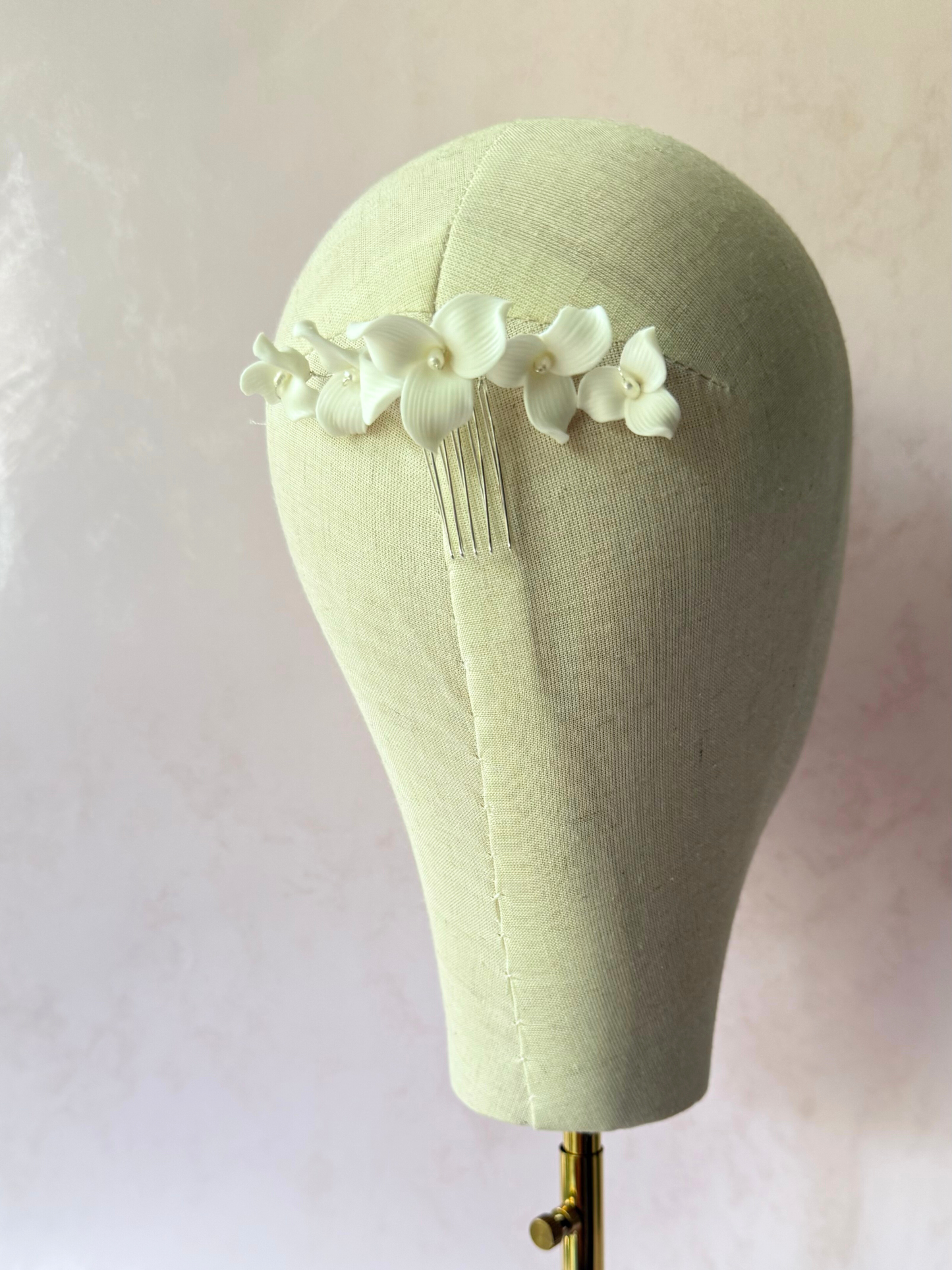 Peineta Chica Flores Porcelana