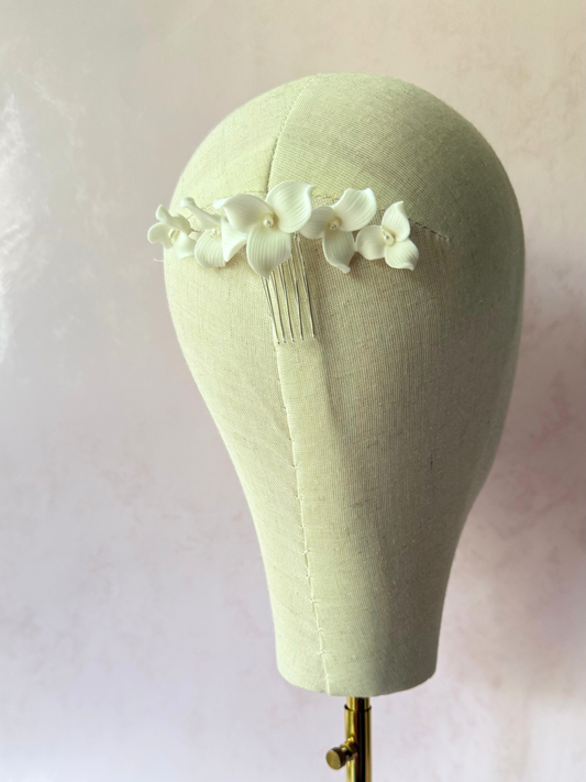 Peineta Chica Flores Porcelana