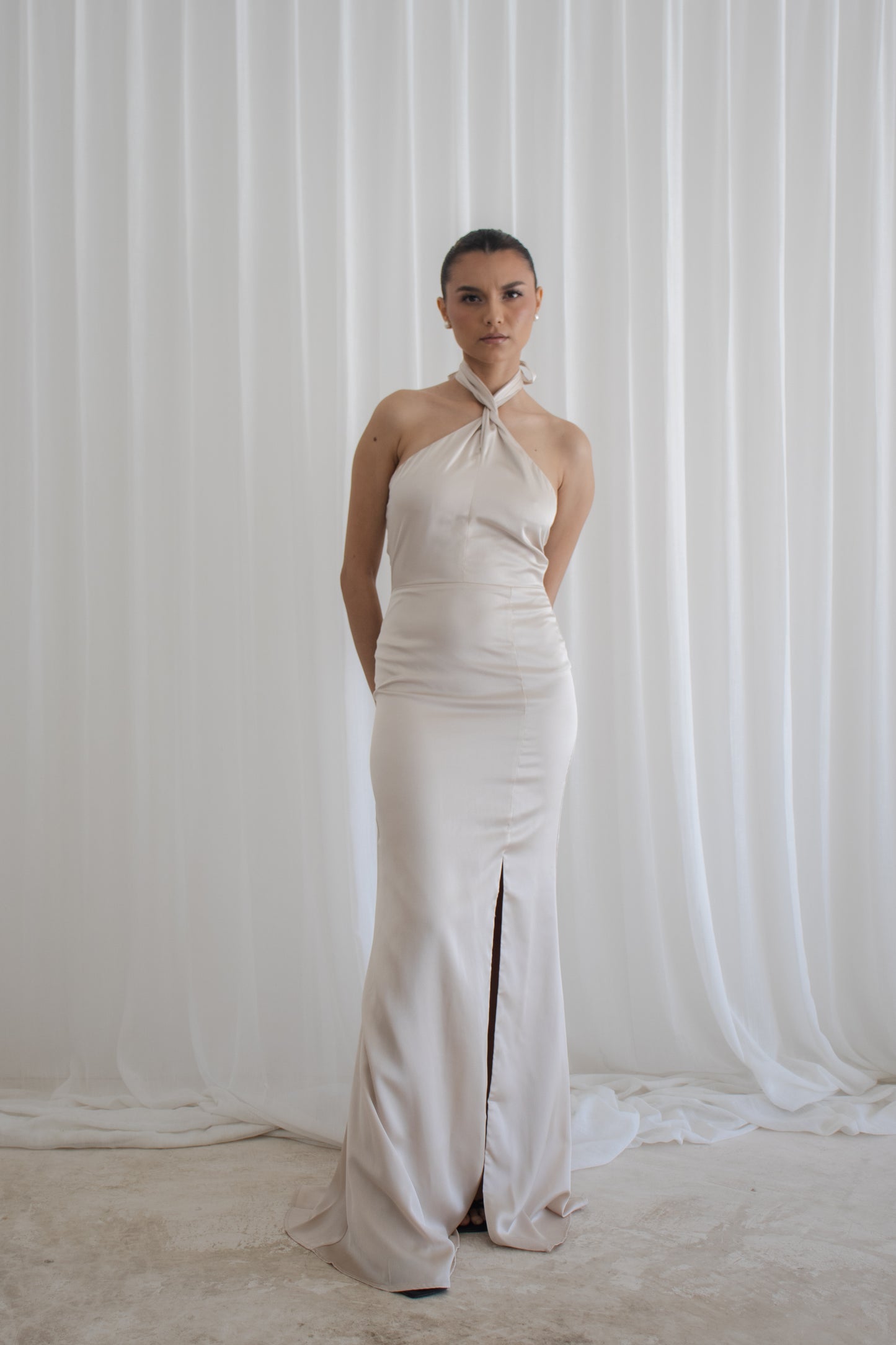 Vestido Halter Champagne