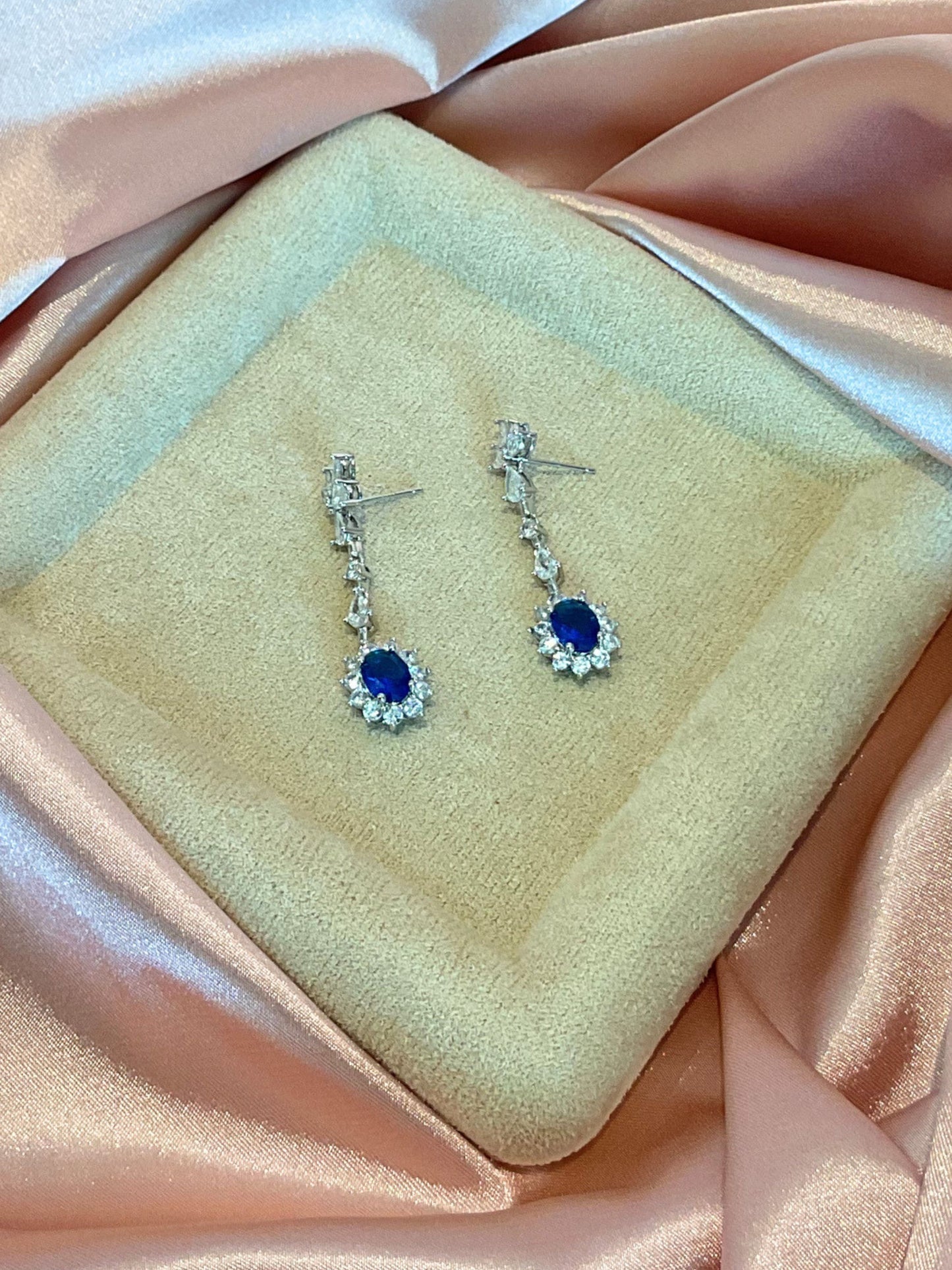 Aretes colgante zafiro