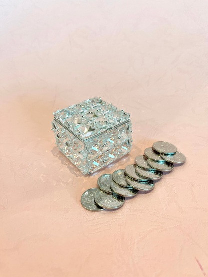Cubo arras pedrería transparente
