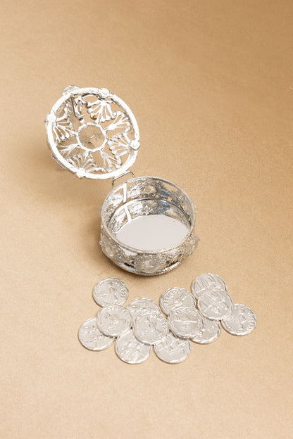 Arras cofre circular plateado