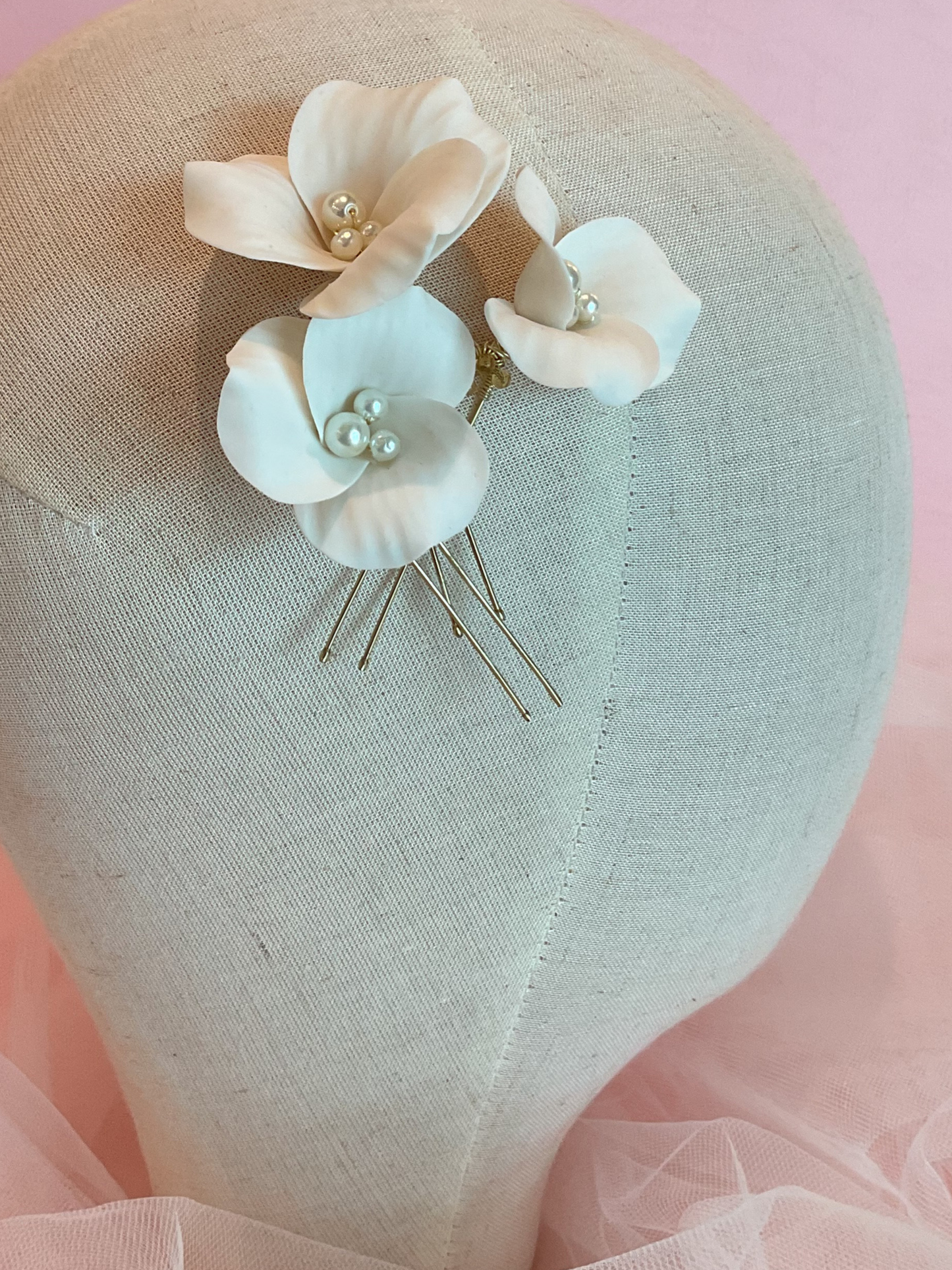 Hair pins flores perla