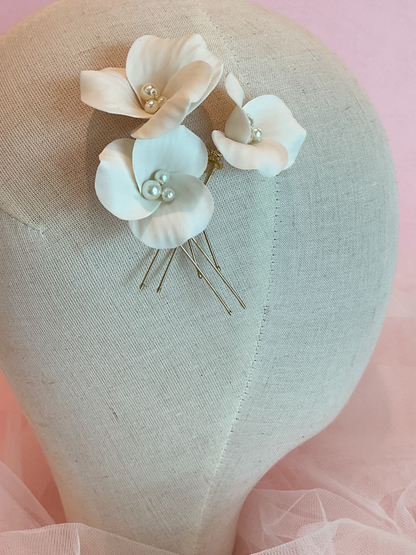 Hair pins flores perla