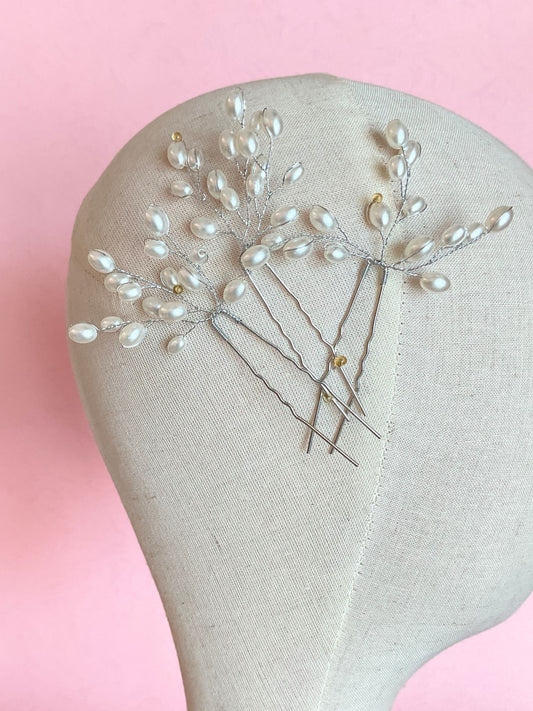 Hair pins ramaje perlas