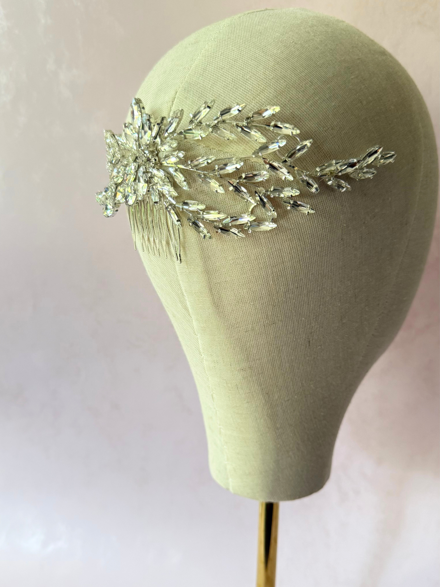 Peineta Cristales Hojas