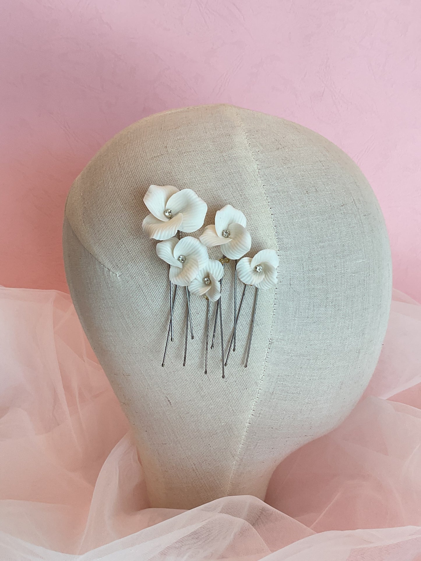 Set 5 Hairpins flores pedrería
